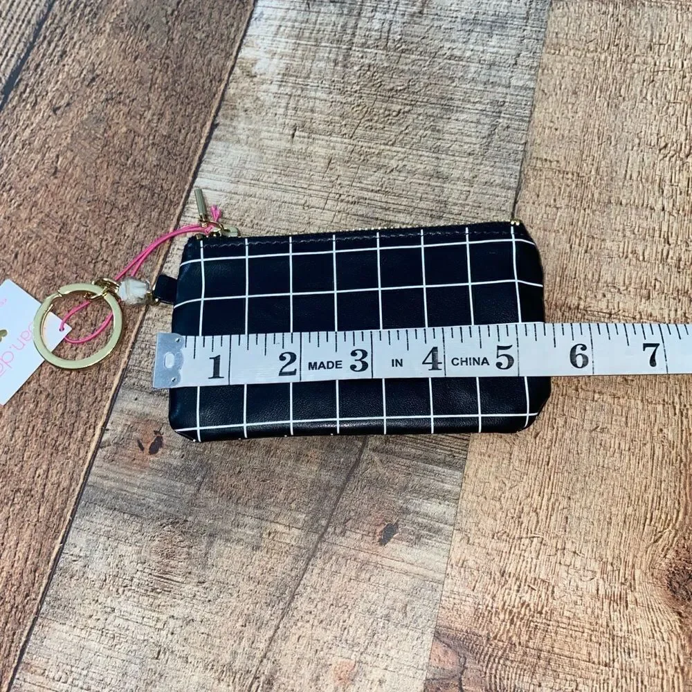 💜 Ban.do Bando Zip Zip Keychain Pouch Black with White Lines NWT